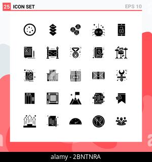 User Interface Pack of 25 Basic Solid Glyphs of application, insect, focus group, halloween, modern Editable Vector Design Elements Stock Vector