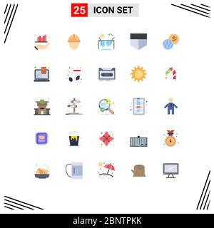Modern Set of 25 Flat Colors and symbols such as markets, business, labour, shield, canada Editable Vector Design Elements Stock Vector