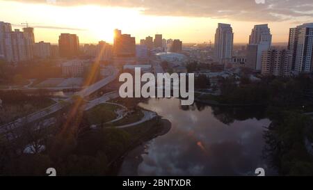 London Ontario Skyline Sunset Aerial Stock Photo