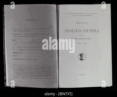 REVISTA DE FILOLOGIA ESPAÑOLA - 1914. Author: MENENDEZ PIDAL RAMON. Stock Photo
