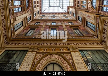 ROME, ITALY - AUGUST 14, 2019: Galleria Sciarra, built between 1885 and 1888 as a courtyard for the Palazzo Sciarra Colonna, in Rome, Italy Stock Photo