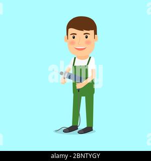 People occupation character. Repairman in cartoon style vector illustration Stock Vector