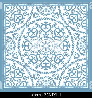 Light blue scarf design with mandala ornament. Vector illustration Stock Vector