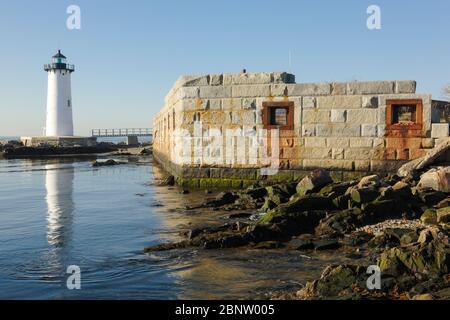 Portsmouth Harbor Light in New Castle, New Hampshire USA. Built in 1878, this lighthouse is located on the grounds of Fort Constitution. Stock Photo