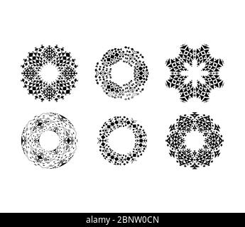 Black ethnic ornamental cirular frames set. Vector illustration Stock Vector