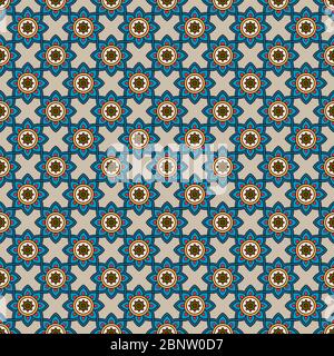 Abstract pattern with blue flowers. Vector illustration Stock Vector