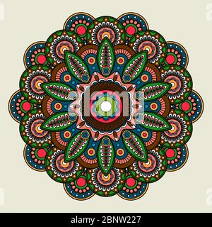 Floral bright colored mandala illustration. Vector icon Stock Vector