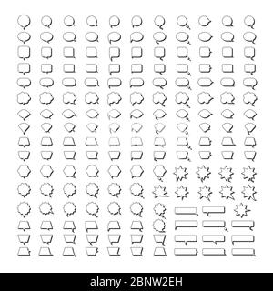 Speech bubbles vector icons with contour and shadow isolated on white background Stock Vector