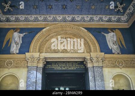 Antonio Salviati designed and created the elaborate mosaics in the porch of The Royal Mausoleum at Frogmore, Berkshire, England, UK Stock Photo