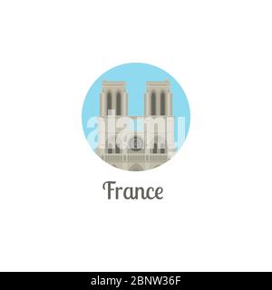 France landmark isolated round icon. Vector illustration Stock Vector