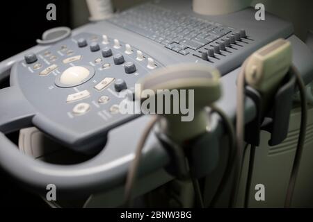 Closeup shot of an ultrasound machine. Stock Photo