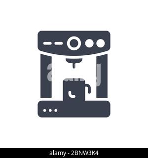 Vector illustration of one coffee maker icon or logo with black color and glyph design style Stock Vector
