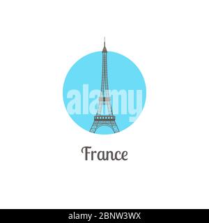 France landmark isolated round icon. Vector illustration Stock Vector