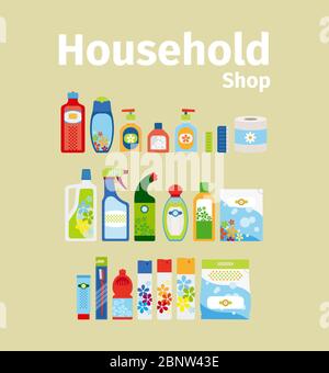 Household goods shop icon set. Vector illustration Stock Vector