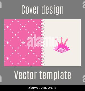 Cover design for print with princess pattern. Vector illustration Stock Vector