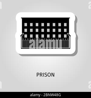 Prison black building silhouette vector web sticker icon Stock Vector