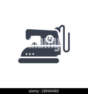 Vector illustration of one iron clothes icon or logo with black color and glyph design style Stock Vector