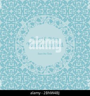 You are invited wedding card template decorated cute pattern with floral frame. Vector illustration Stock Vector