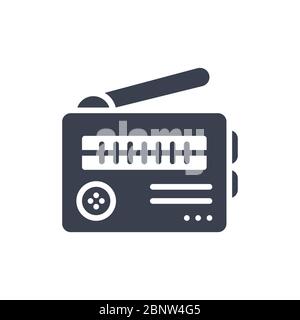 Vector illustration of one radio communication icon or logo with black color and glyph design style Stock Vector