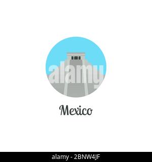 Mexico landmark isolated round icon. Vector illustration Stock Vector