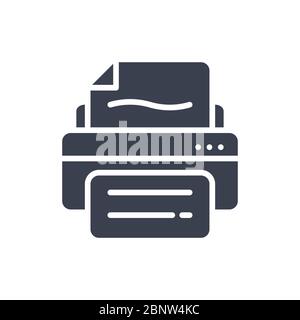 Vector illustration of one printer machine icon or logo with black color and glyph design style Stock Vector