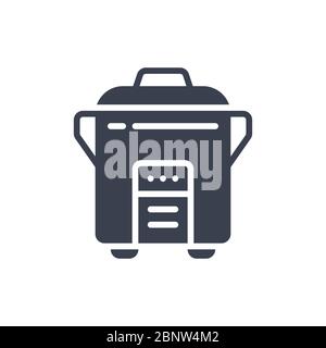 Vector illustration of one rice cooker icon or logo with black color and glyph design style Stock Vector