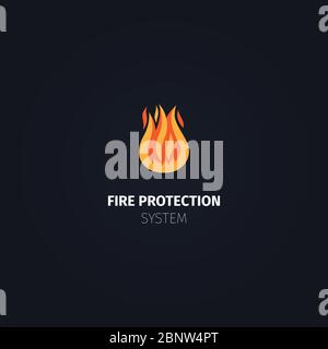 Fire protection system icon. Vector fire flame logo Stock Vector