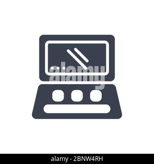 Vector illustration of laptop icon or logo with black color and glyph design style Stock Vector