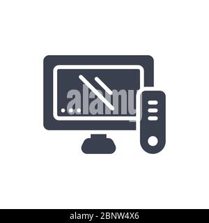 Vector illustration of one television icon or logo with black color and glyph design style Stock Vector