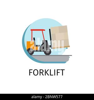 Vector forklift transport in flat style on white background Stock Vector