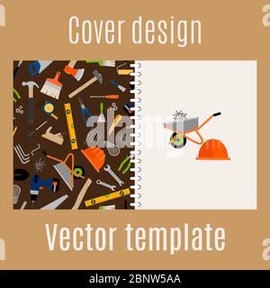 Cover design for print with construction pattern. Vector illustration Stock Vector