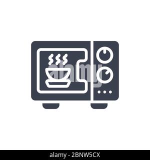 Vector illustration of one microwave icon or logo with black color and glyph design style Stock Vector