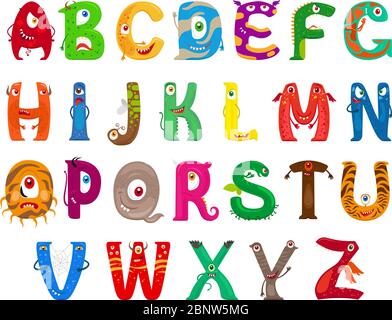 Monster alphabet. Vector funny monster characters abc vector Stock Vector