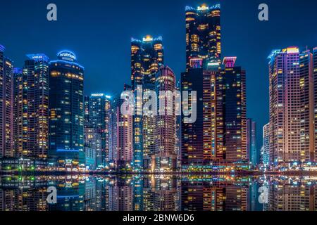 The Bay 101 Night View in Busan City, South Korea. Stock Photo