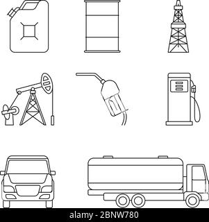 Fuel line icons, linear signs, vector set, outline concept illustration ...