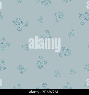 loose doodle roses seamless vector pattern Stock Vector