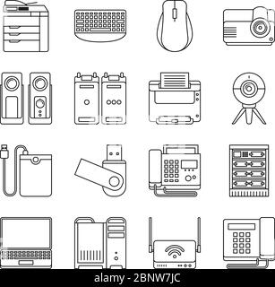 Electronics line icons. Electronic devices thin line vector signs Stock Vector