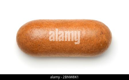 Top view of fresh baked wholegrain wheat bread isolated on white Stock Photo
