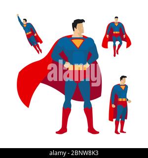 Superhero flat style isolated icons. Vector illustration Stock Vector