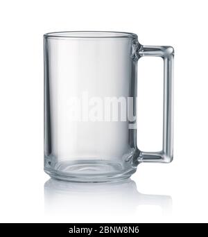 Side view of empty clear glass mug isolated on white Stock Photo