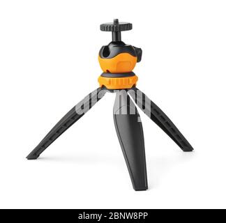 Tabletop mini tripod with ball head isolated on white Stock Photo