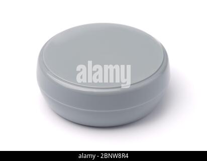 Blank gray plastic cosmetics jar isolated on white Stock Photo