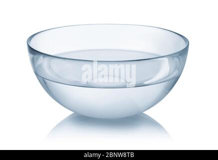 Glass bowl full of clear water isolated on white Stock Photo
