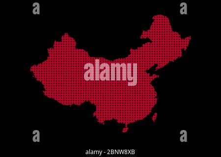 China map rhombus red dotted pattern vector. Black background. Perfect for business concepts, backdrop, backgrounds, pattern fill and wallpapers. Stock Vector