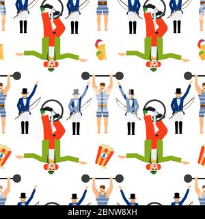 Circus elements seamless pattern on white background. Vector illustration Stock Vector