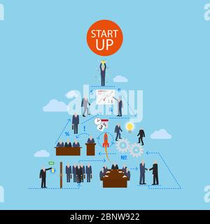 Business start up pyramid infographics template. Vector illustration Stock Vector