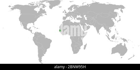 Senegal african country highlighted on world map. Perfect for business concepts, backgrounds, backdrop, poster, chart, banner, label, sticker and wall Stock Vector