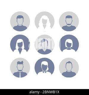 People profile silhouettes icons in circle frames. Vector illustration Stock Vector