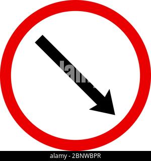 Keep right traffic sign vector. Red circle background. Perfect for backgrounds, sticker, backdrop, icon, label, banner, sign and symbol. Stock Vector