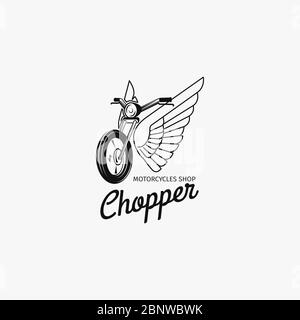 Motorcycle shop mono color logotype or motorbike label. Vector illustration Stock Vector